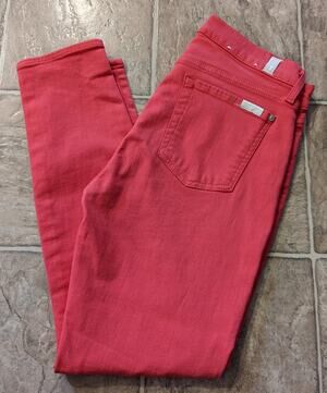 7 For All Mankind women sz 29 Ankle Gwenevere Jeans redish pink stretchy 3459